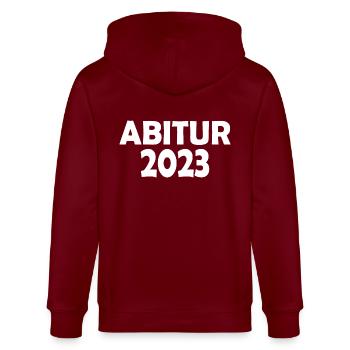 Abitur 2023 - Stanley/Stella Unisex Bio-Kapuzenjacke CULTIVATOR  - Burgunderrot - Hinten - Anna (173cm)