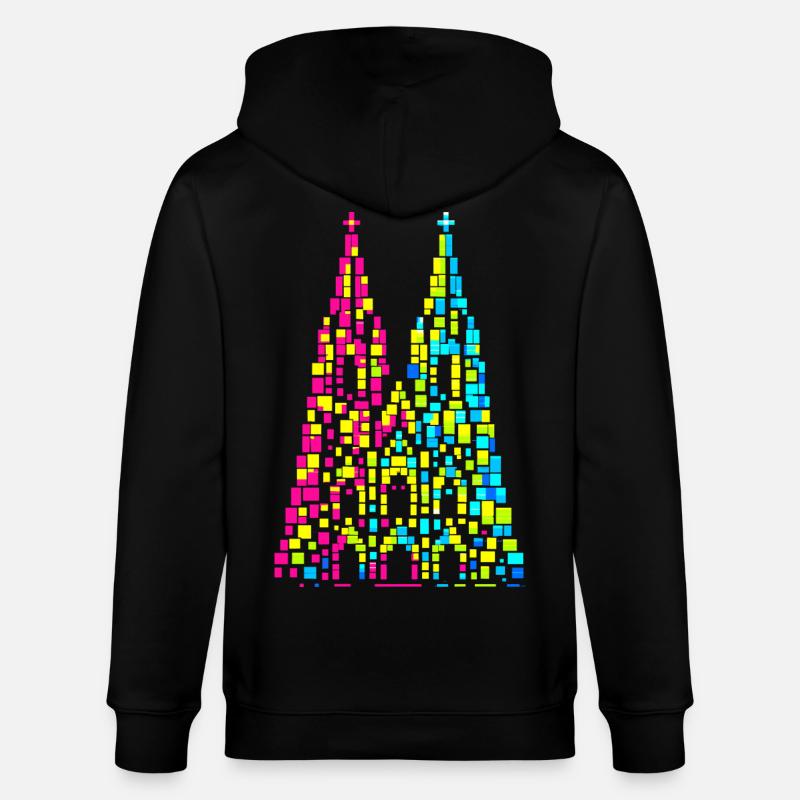 Cathédrale de Cologne, Carnaval, Carnaval, Confettis - Veste à capuche bio CULTIVATOR Stanley/Stella Unisexe - noir