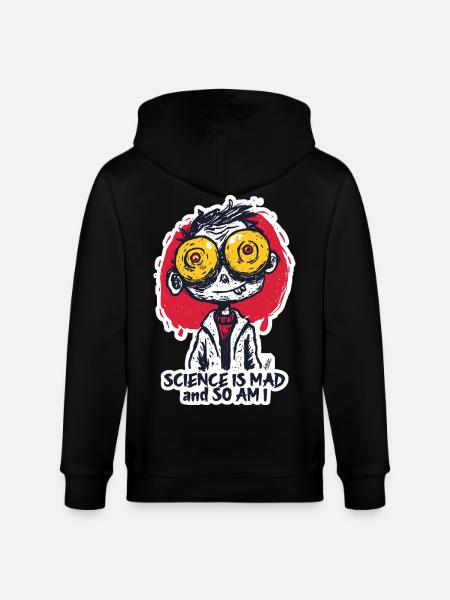 Wide-Eyed Mad Scientist Sticker - Stanley/Stella CULTIVATOR Unisex Organic Hooded Jacket - black