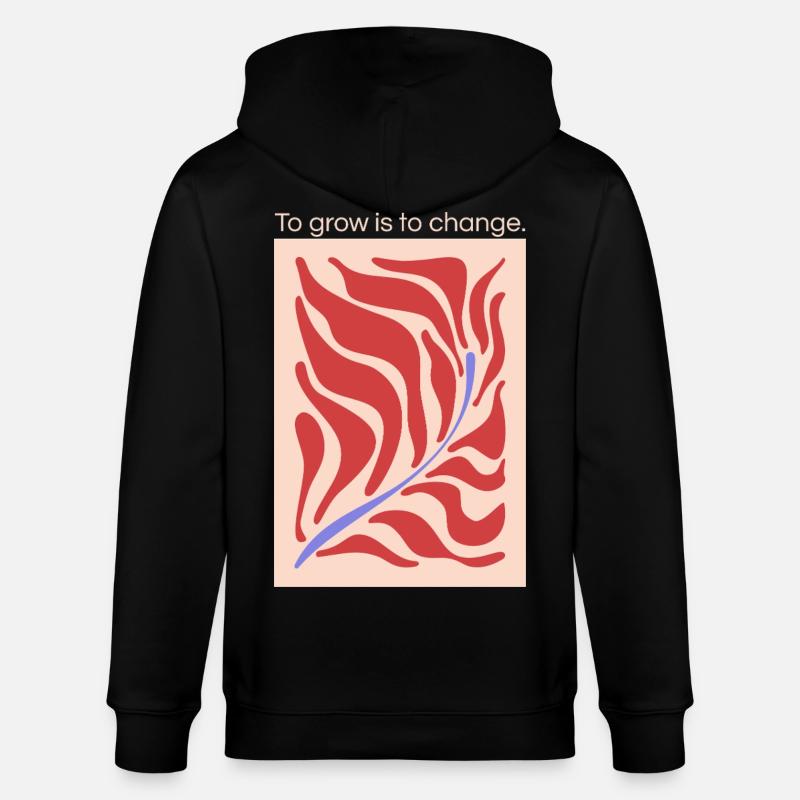 Growth through change – leaf shape pattern - Stanley/Stella CULTIVATOR  Unisex Organic Hooded Jacket - black