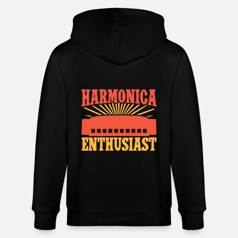 Funny Harmonica Player Enthusiast Harmonica - Stanley/Stella CULTIVATOR  Unisex Organic Hooded Jacket - black