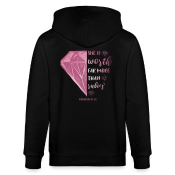 Christlich Religiöses Motiv - Stanley/Stella Unisex Bio-Kapuzenjacke CULTIVATOR  - Schwarz - Hinten - Anna (173cm)