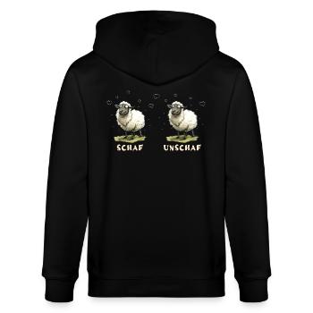 Schaf - Unschaf I Witzige Illustration - Stanley/Stella Unisex Bio-Kapuzenjacke CULTIVATOR  - Schwarz - Hinten - Anna (173cm)