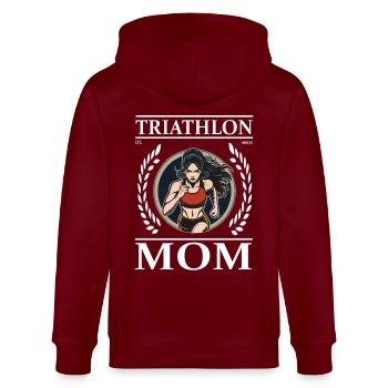Triathlon Mom - Mutter und Triathletin - Stanley/Stella Unisex Bio-Kapuzenjacke CULTIVATOR  - Burgunderrot - Hinten - Anna (173cm)