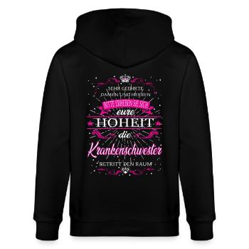 Eure Hoheit die Krankenschwester betritt den Raum - Stanley/Stella Unisex Bio-Kapuzenjacke CULTIVATOR  - Schwarz - Hinten - Anna (173cm)