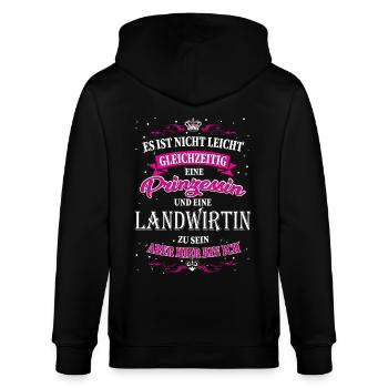Landwirtin und Prinzessin - Stanley/Stella Unisex Bio-Kapuzenjacke CULTIVATOR  - Schwarz - Hinten - Anna (173cm)