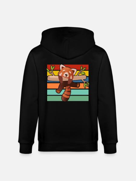 Red panda - Stanley/Stella CULTIVATOR  Unisex Organic Hooded Jacket - black