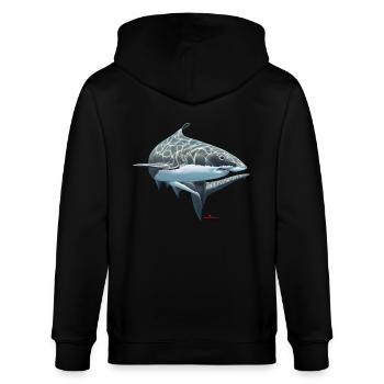 great white shark/ shark - Stanley/Stella CULTIVATOR  Unisex Organic Hooded Jacket - black - Back - Anna (173cm)
