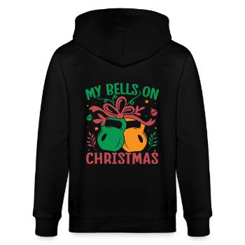 Fitness Fanatics My Bells On Christmas - Stanley/Stella CULTIVATOR  Unisex Organic Hooded Jacket - black - Back - Anna (173cm)