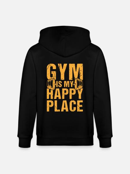 Fitness Motivation Bodybuilder Gym My Happy Place - Stanley/Stella CULTIVATOR  Unisex Organic Hooded Jacket - black