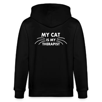 my cat is my therapist - Stanley/Stella Unisex Bio-Kapuzenjacke CULTIVATOR  - Schwarz - Hinten - Anna (173cm)
