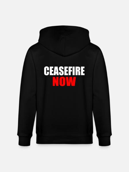 Ceasefire now - Stanley/Stella CULTIVATOR Unisex Organic Hooded Jacket - black