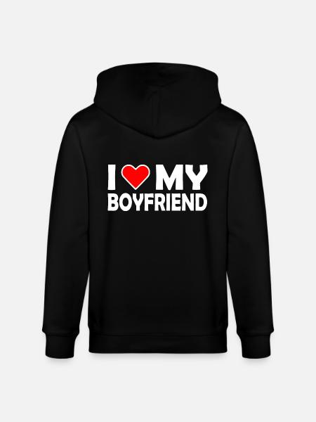 I love my boyfriend - Stanley/Stella CULTIVATOR økologisk unisex hettejakke - svart