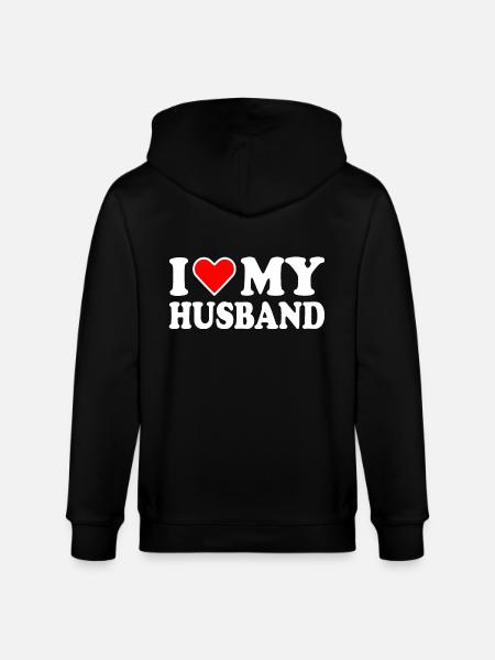 I love my husband - Stanley/Stella CULTIVATOR  Unisex Organic Hooded Jacket - black