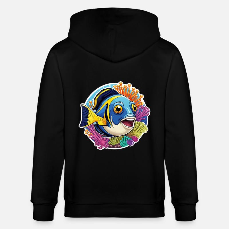 Bunter Korallenfisch und Seeanemonen - Stanley/Stella Unisex Bio-Kapuzenjacke CULTIVATOR  - Schwarz