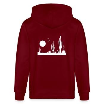 Wüste Wüstenlandschaft - Stanley/Stella Unisex Bio-Kapuzenjacke CULTIVATOR  - Burgunderrot - Hinten - Anna (173cm)