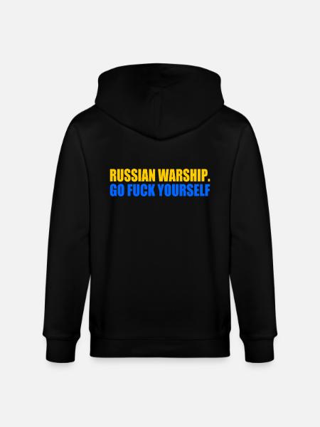 russian warship go f yourself - Stanley/Stella CULTIVATOR  Unisex Organic Hooded Jacket - black