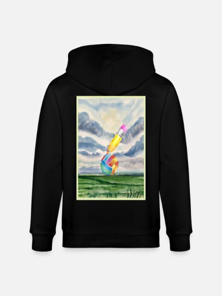 Paysage aquarelle avec boule - Veste à capuche bio CULTIVATOR Stanley/Stella Unisexe - noir