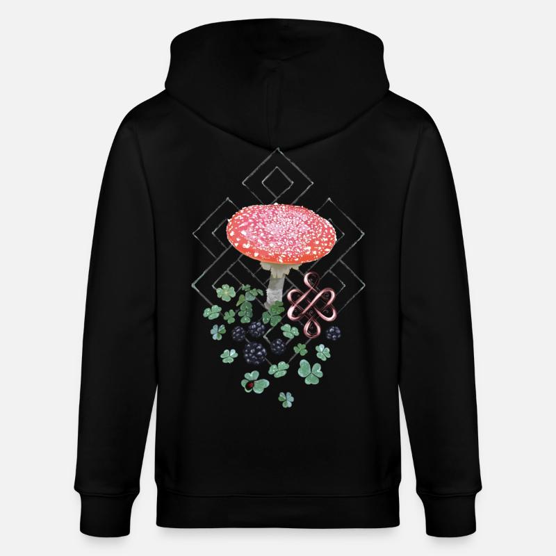 Lucky Toadstool Clover - Stanley/Stella CULTIVATOR Unisex Organic Hooded Jacket - black