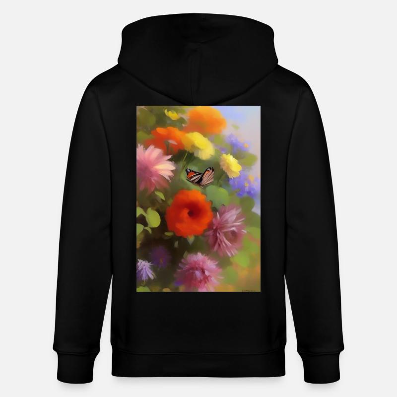 Fleurs et papillon - Veste à capuche bio CULTIVATOR Stanley/Stella Unisexe - noir