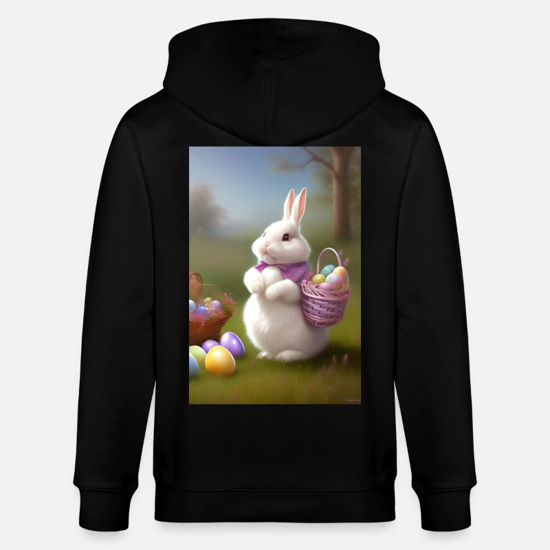 Easter Bunny with Easter Eggs - Stanley/Stella CULTIVATOR  Unisex Organic Hooded Jacket - black