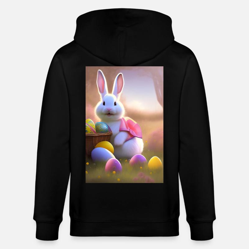 Easter Bunny with Easter Eggs - Stanley/Stella CULTIVATOR  Unisex Organic Hooded Jacket - black