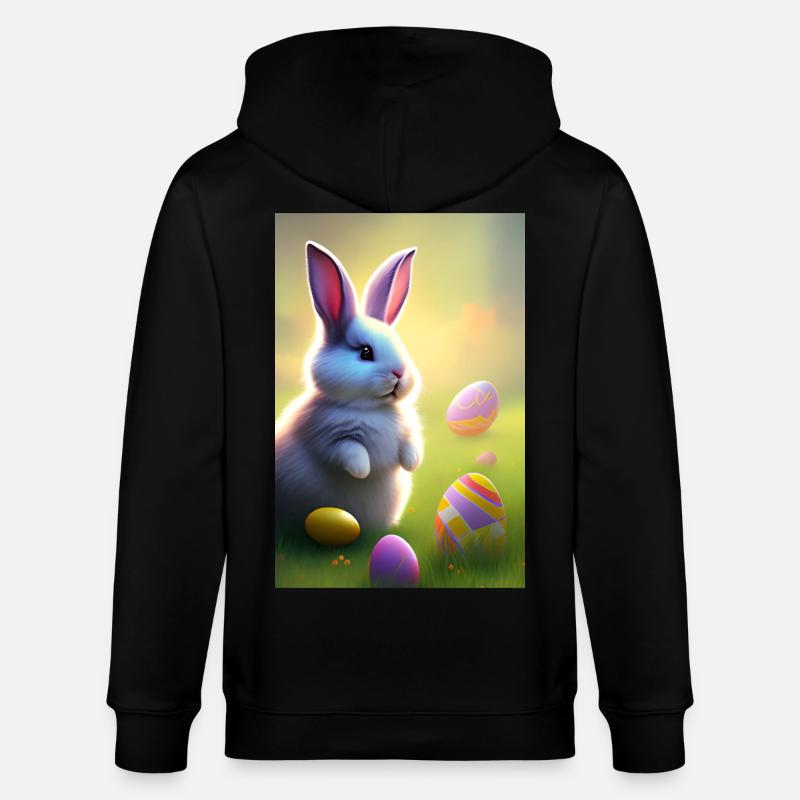 Easter Bunny with Easter Eggs - Stanley/Stella CULTIVATOR  Unisex Organic Hooded Jacket - black