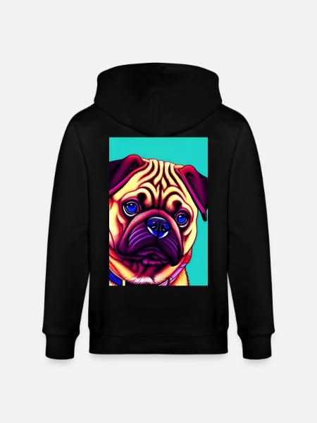 Pug Dog - Stanley/Stella CULTIVATOR Unisex Organic Hooded Jacket - black