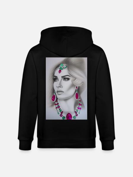Kvinde med smykker - Stanley/Stella økologisk unisex-hættejakke CULTIVATOR  - sort