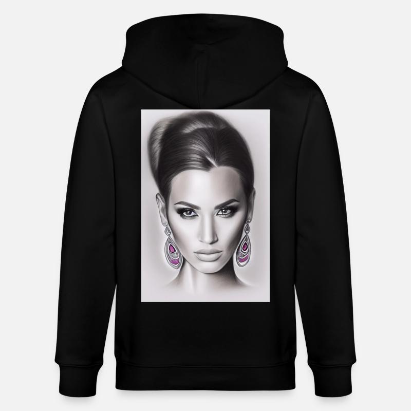 Frau mit Ohrring - Stanley/Stella Unisex Bio-Kapuzenjacke CULTIVATOR - Schwarz