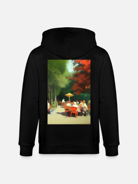 Outdoor Asian Cafe - Stanley/Stella CULTIVATOR Unisex Organic Hooded Jacket - black