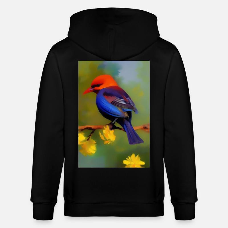 Oiseau sur branche avec fleurs - Veste à capuche bio CULTIVATOR Stanley/Stella Unisexe - noir