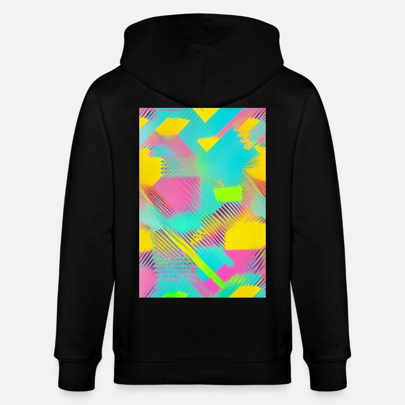Retro Muster Bunt - Stanley/Stella Unisex Bio-Kapuzenjacke CULTIVATOR  - Schwarz