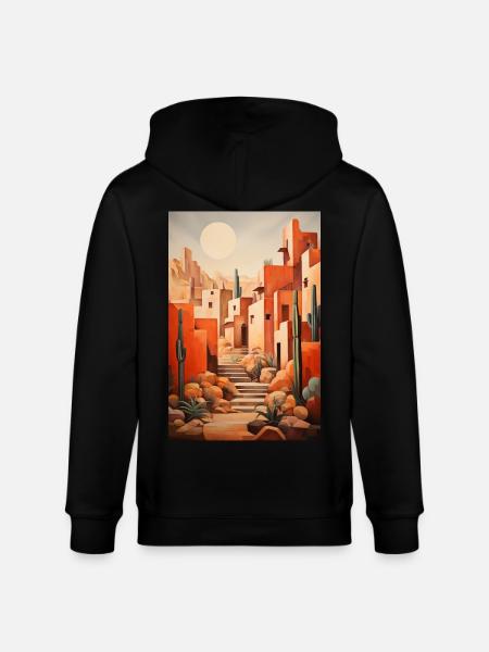 Wüstenlandschaft, Wüstendorf - Stanley/Stella Unisex Bio-Kapuzenjacke CULTIVATOR  - Schwarz