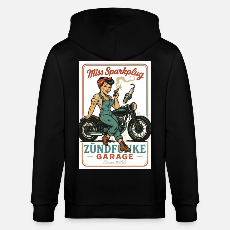 Miss Sparkplug – Zündfunke Garage Queen - Stanley/Stella Unisex Bio-Kapuzenjacke CULTIVATOR  - Schwarz