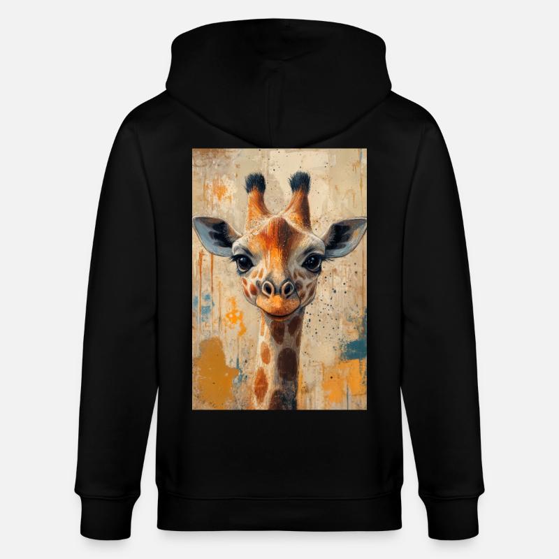 Illustration einer Giraffe - Stanley/Stella Unisex Bio-Kapuzenjacke CULTIVATOR - Schwarz
