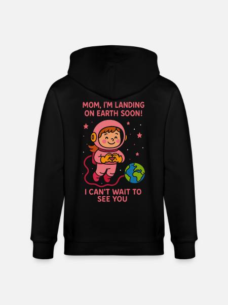 Mor Jeg lander snart Baby Girl Space Meddelelse - Stanley/Stella økologisk unisex-hættejakke CULTIVATOR - sort