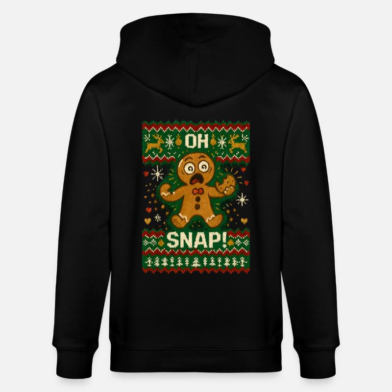 Oh Snap Lebkuchenmann Ugly Christmas - Stanley/Stella Unisex Bio-Kapuzenjacke CULTIVATOR  - Schwarz