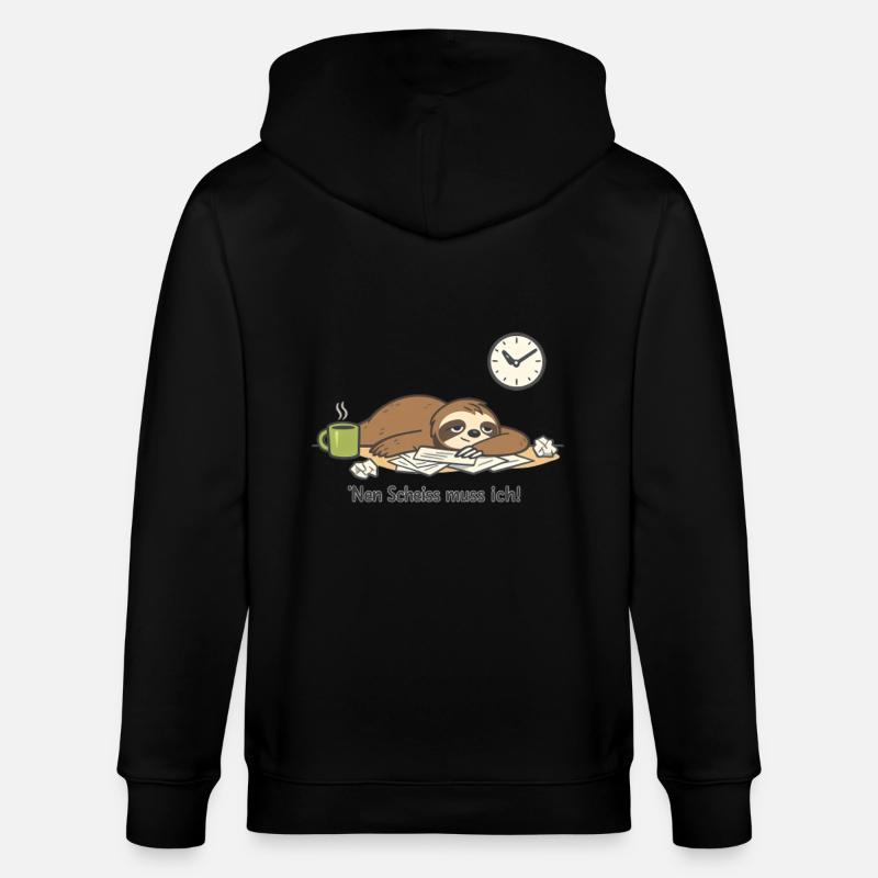 Faultier N Scheiß muss ich Homeoffice - Stanley/Stella Unisex Bio-Kapuzenjacke CULTIVATOR  - Schwarz