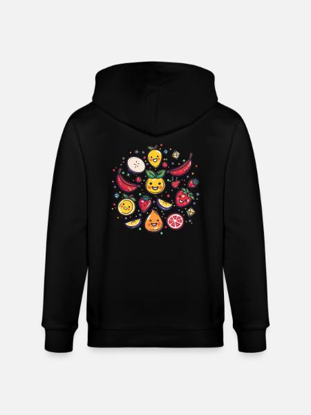Cheerful fruits with gemstones - Stanley/Stella CULTIVATOR Unisex Organic Hooded Jacket - black