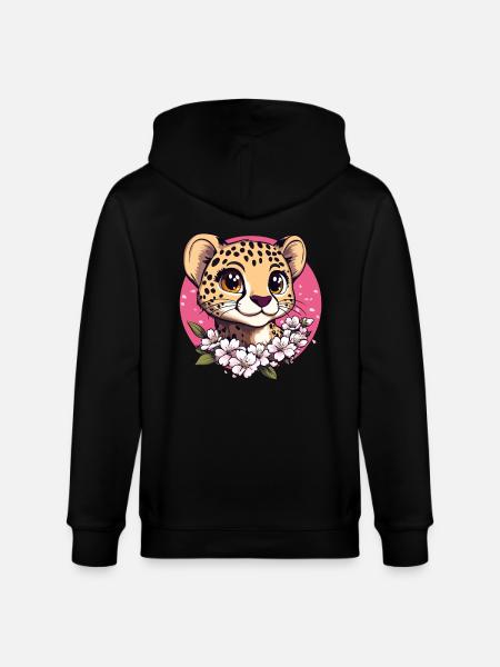 Gepard mit Kirschblüten - Stanley/Stella Unisex Bio-Kapuzenjacke CULTIVATOR  - Schwarz