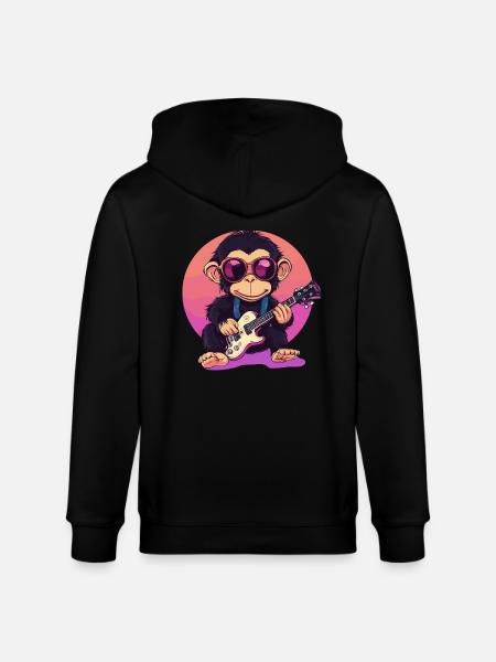 Guitar Monkey Style - Stanley/Stella CULTIVATOR  Unisex Organic Hooded Jacket - black