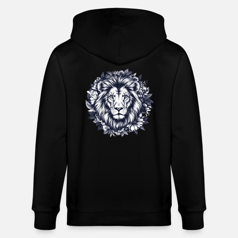 Lion majestueux en fleurs - Veste à capuche bio CULTIVATOR Stanley/Stella Unisexe - noir
