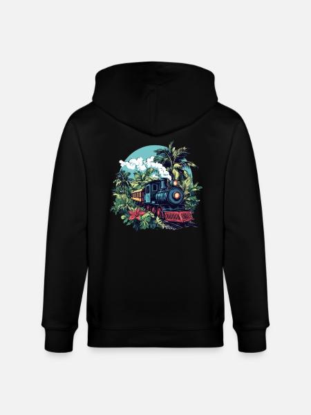 Dampflok durch Palmen - Stanley/Stella Unisex Bio-Kapuzenjacke CULTIVATOR  - Schwarz