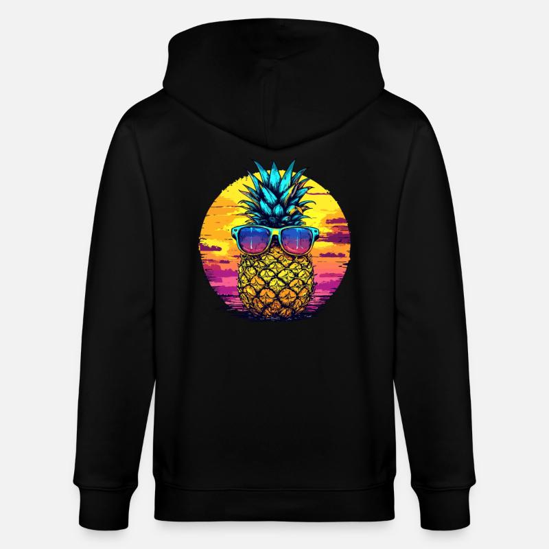 Sonnen Ananas mit Brille - Stanley/Stella Unisex Bio-Kapuzenjacke CULTIVATOR - Schwarz
