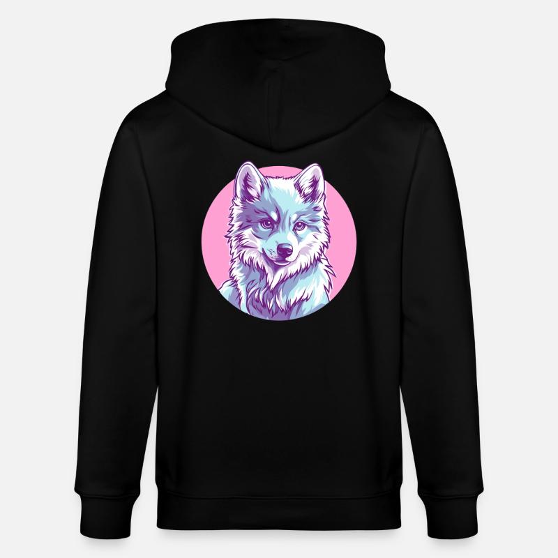 Loup arctique en rose - Veste à capuche bio CULTIVATOR Stanley/Stella Unisexe - noir
