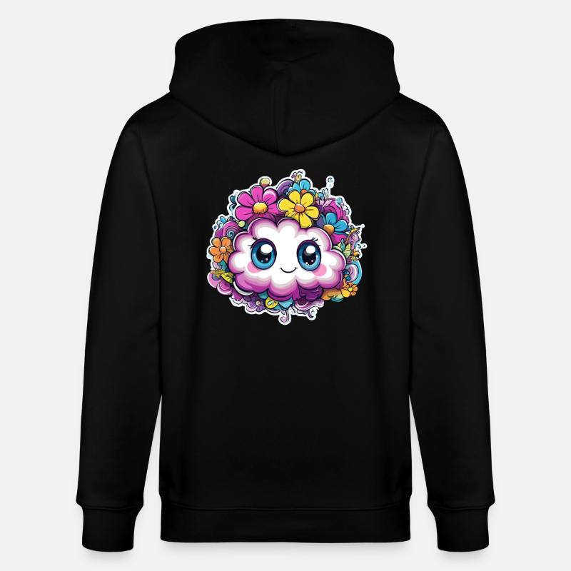 Nuage de fleurs heureux - Veste à capuche bio CULTIVATOR Stanley/Stella Unisexe - noir
