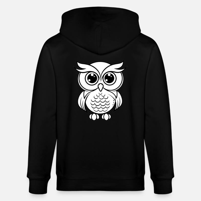 Süße Eule Umriss - Stanley/Stella Unisex Bio-Kapuzenjacke CULTIVATOR  - Schwarz