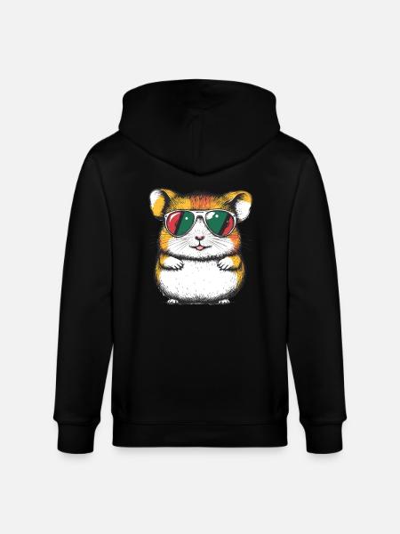 Cooler Hamster mit Brille - Stanley/Stella Unisex Bio-Kapuzenjacke CULTIVATOR  - Schwarz