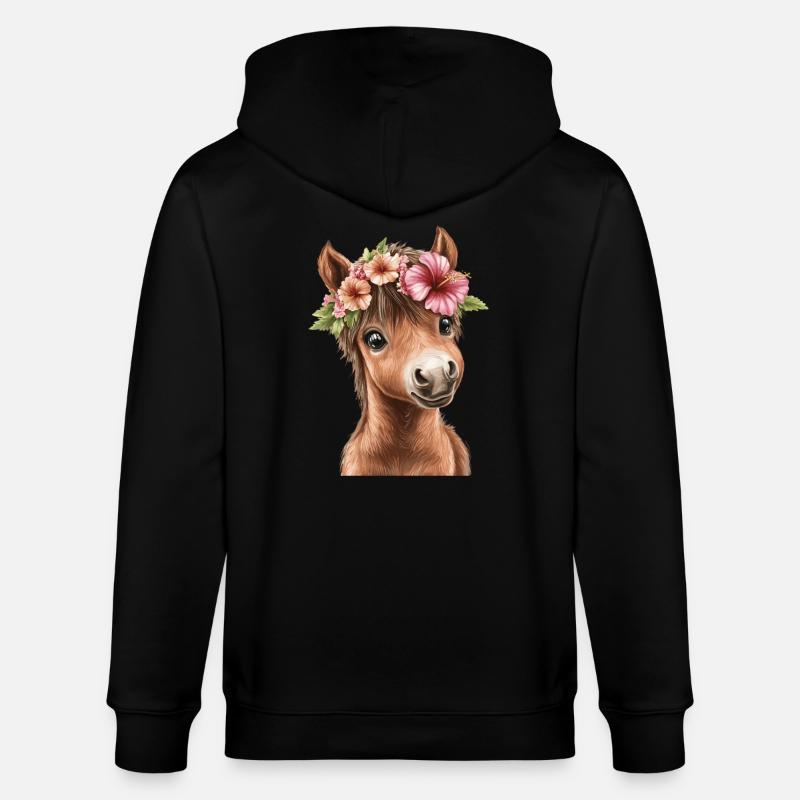 Flower pony with wreath - Stanley/Stella CULTIVATOR  Unisex Organic Hooded Jacket - black